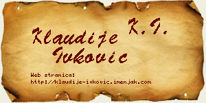 Klaudije Ivković vizit kartica